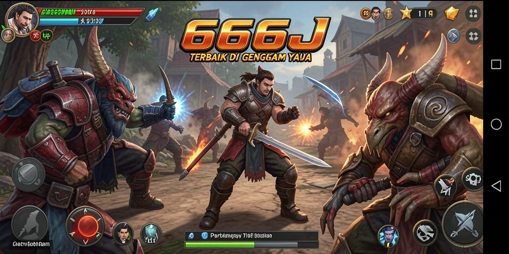 Screenshot utama 666J menampilkan aksi pertarungan yang intens.