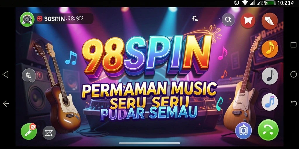 Tampilan gameplay 98SPIN dengan berbagai lagu musik.