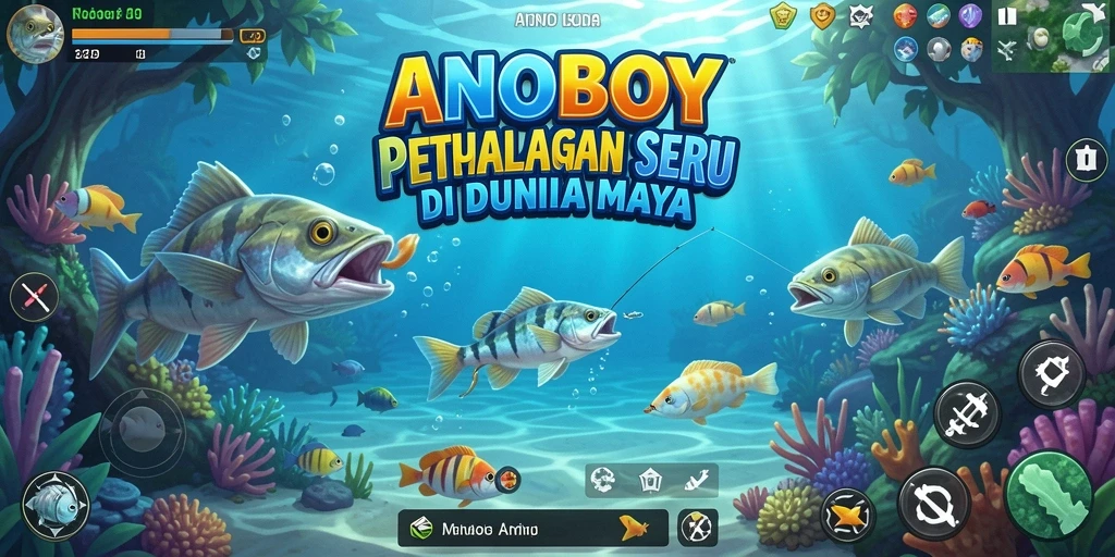 Tampilan gameplay ANOBOY yang menarik dan seru saat memancing.