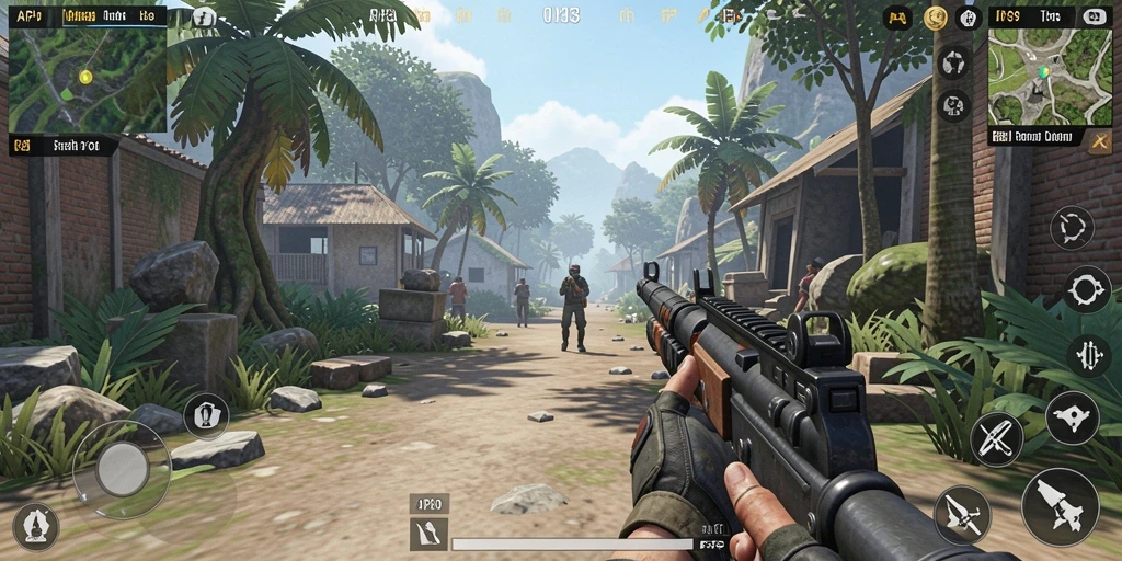 Screenshot menampilkan aksi seru dalam gameplay TPS API33.