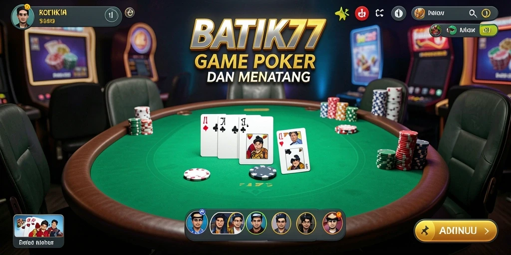 Tampilan gameplay seru dari BATIK77 dalam permainan poker.