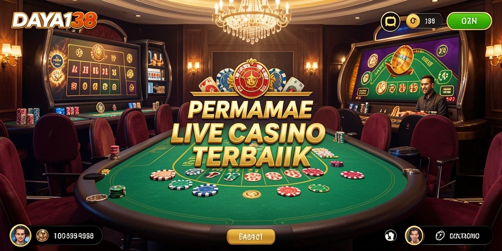 Screenshot gameplay DAYA138 menampilkan dealer profesional dan suasana kasino yang otentik.