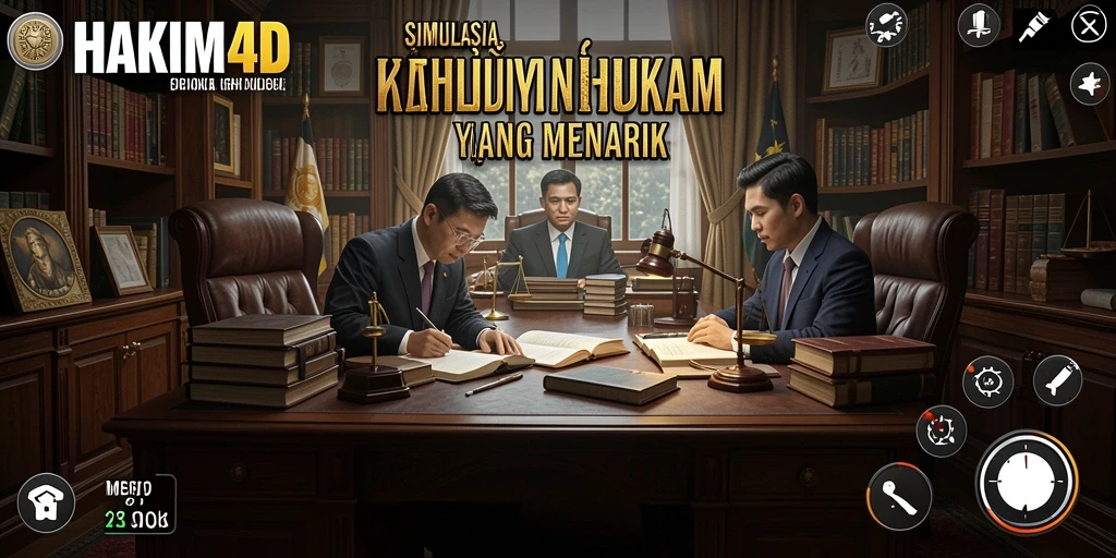 Screenshot gameplay HAKIM4D yang menampilkan suasana pengadilan.