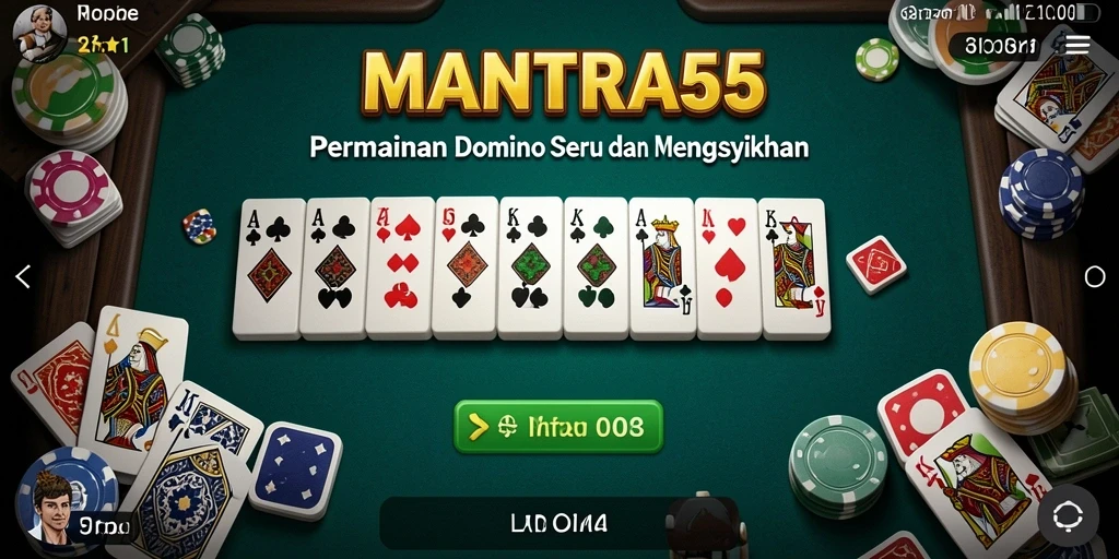 Tampilan gameplay menarik dari MANTRA55 dalam suasana domino.