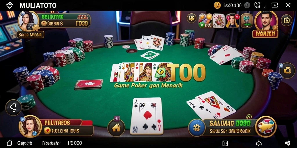 Tangkapan layar utama MULIATOTO menunjukkan aksi seru permainan poker.