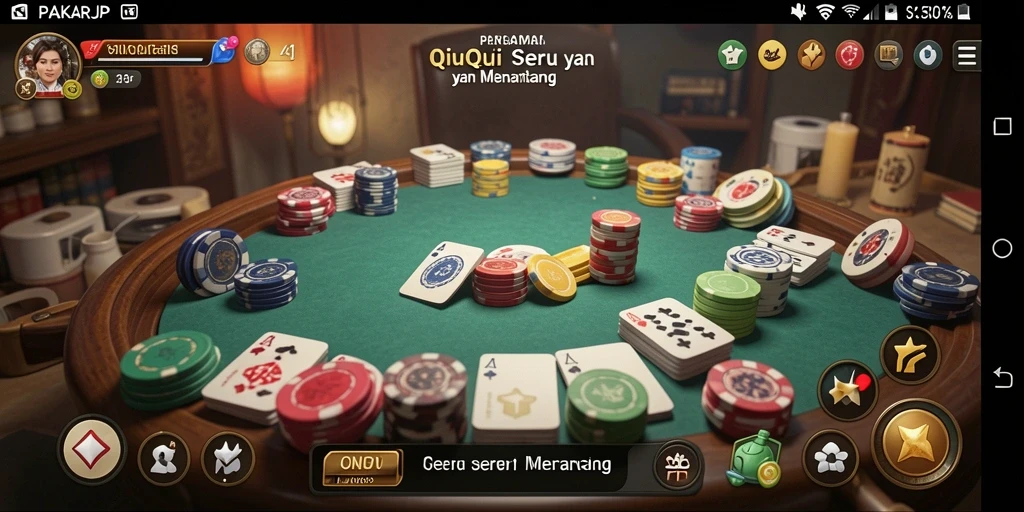 Screenshot gameplay PAKARJP dengan tampilan kartu QiuQiu yang menarik.