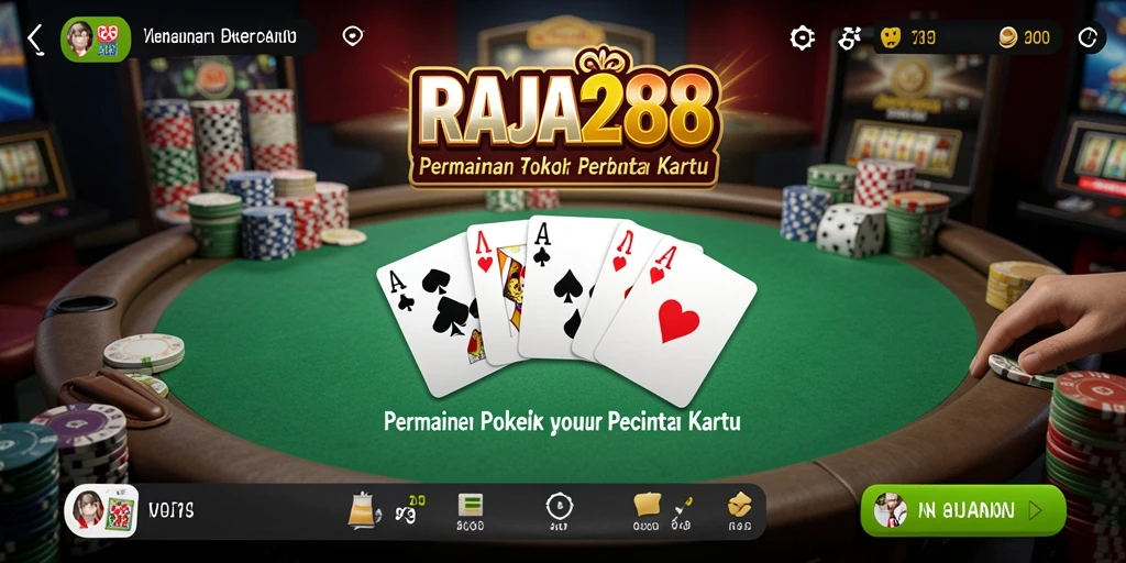 Screenshot gameplay Poker di RAJA288 menunjukkan momen mendebarkan permainan kartu.