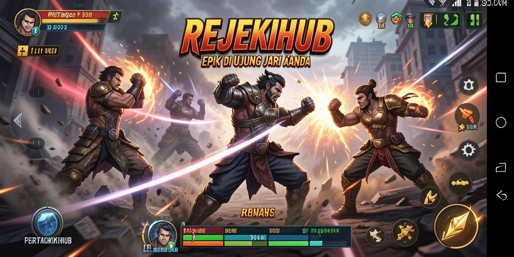 Gameplay mendebarkan dengan karakter Fighting di arena.