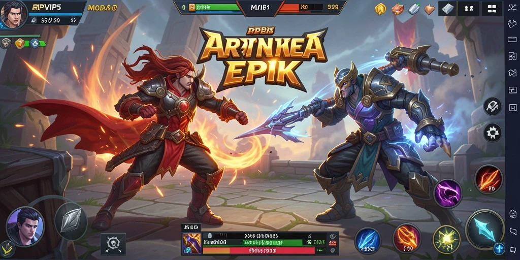 Tampilan gameplay RPVIP5 yang mendebarkan dalam pertempuran MOBA.
