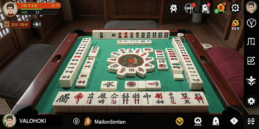 Screenshot gameplay VALOHOKI menampilkan suasana permainan Mahjong yang seru.
