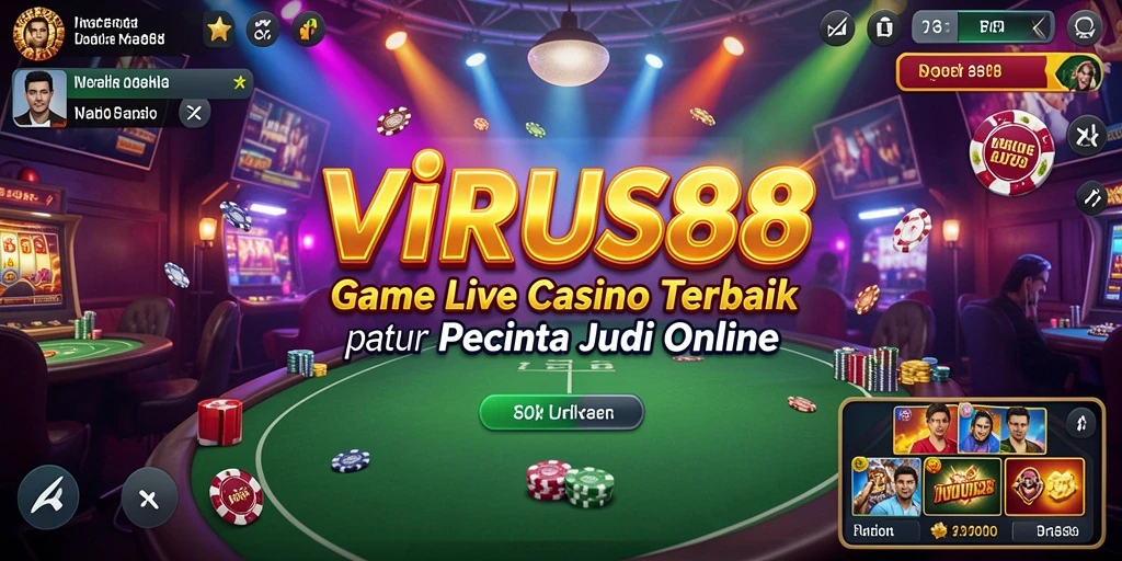 Screenshot gameplay menarik dari VIRUS88 yang menampilkan dealer profesional.