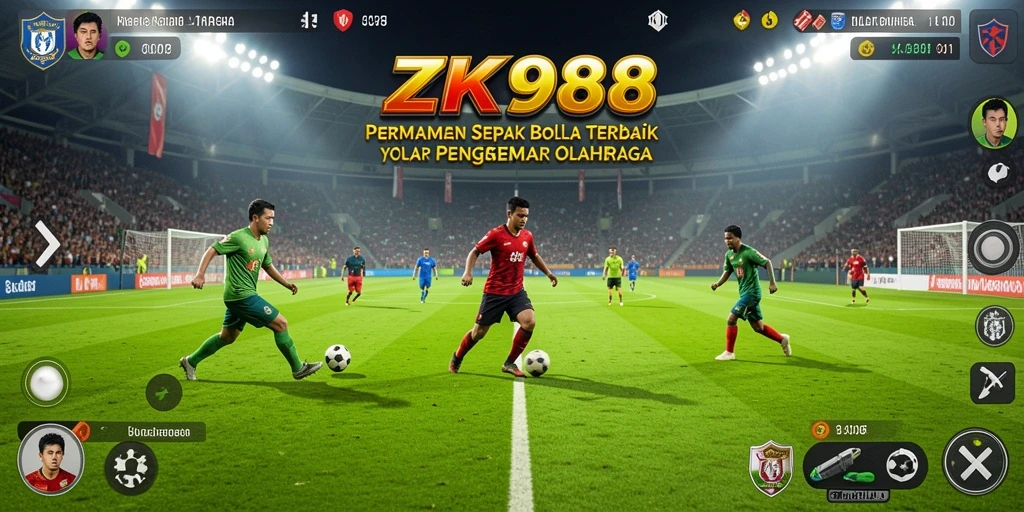 Tampilan antarmuka permainan sepak bola yang memukau dan realistis.